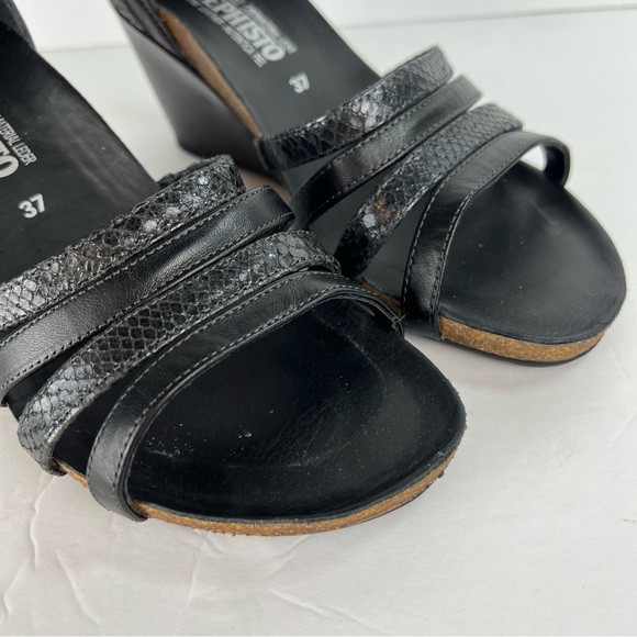 Mephisto Air Relax Wedge Ankle Strap Faux Snakeskin Leather Sandal size 37/7 - Picture 4 of 14